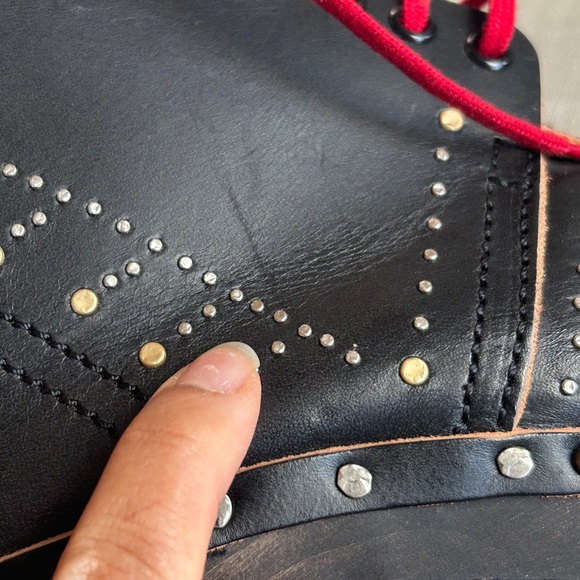 Burberry Studded Black Ankle Boots with Red Laces - Picture 16 of 16